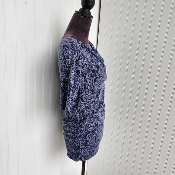 Motherhood Maternity Short Sleeve Top Womens Blue Paisley Round Hem Soft Modal M - Picture 5 of 12